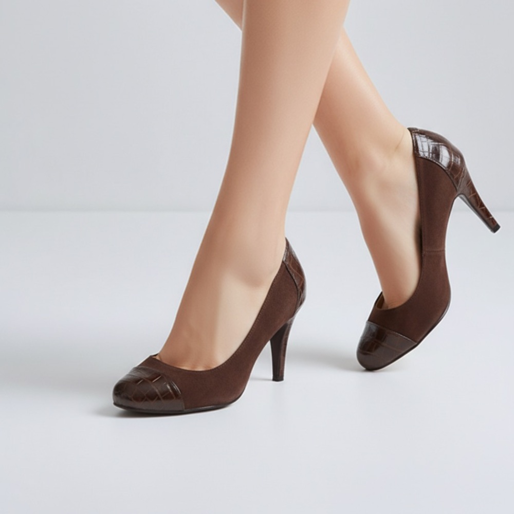 Style & Co Dolores Heels suede with crocodile texture